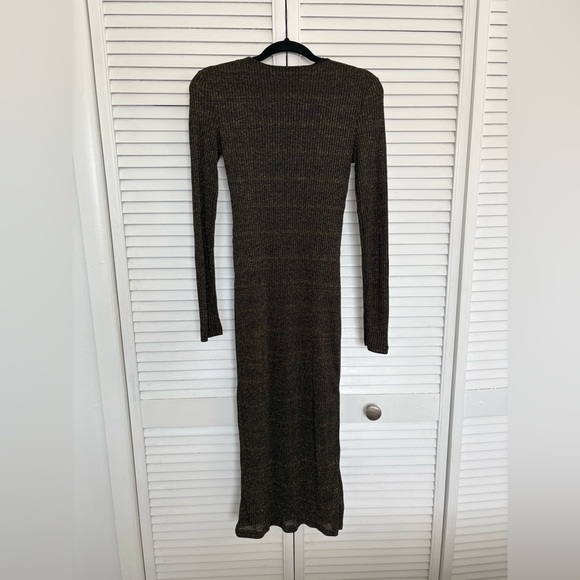 Bardot for Anthropologie | Romeo Lace-Up Midi Dress | Black & Gold | Size 8 - Picture 5 of 16